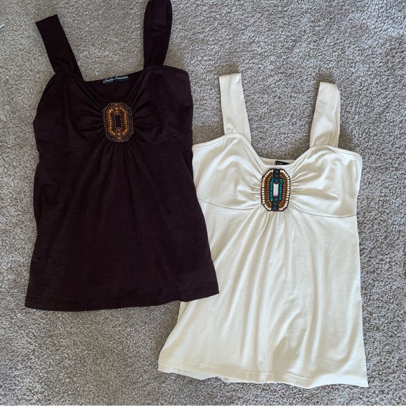 Simply irresistible duo tank tops brown & white medium - Picture 5 of 10
